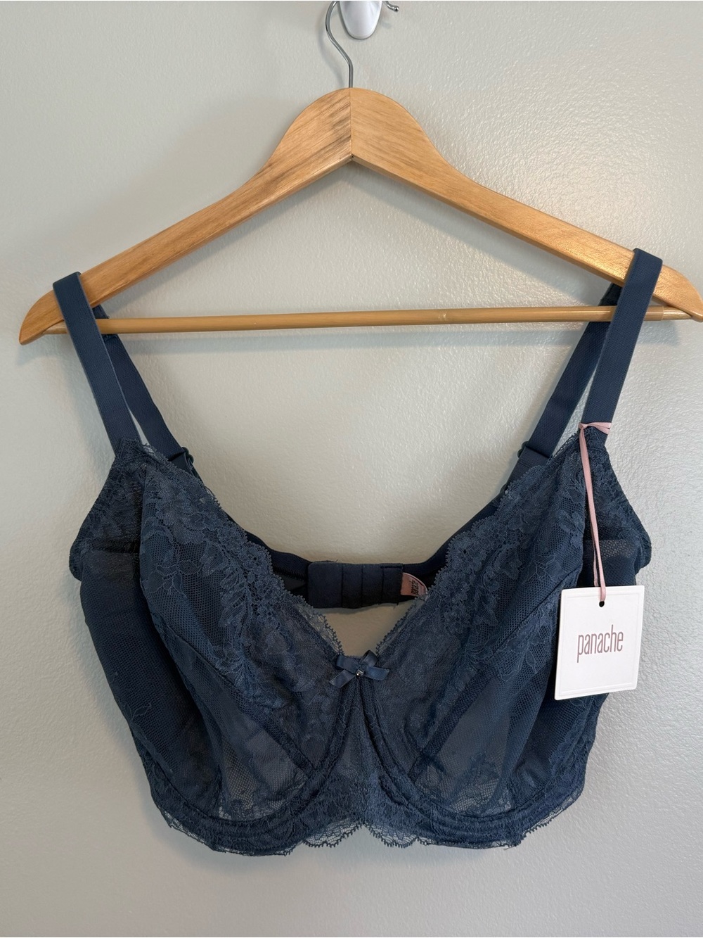 Panache Ana Plunge Lace Underwire Bra in Vintage Blue